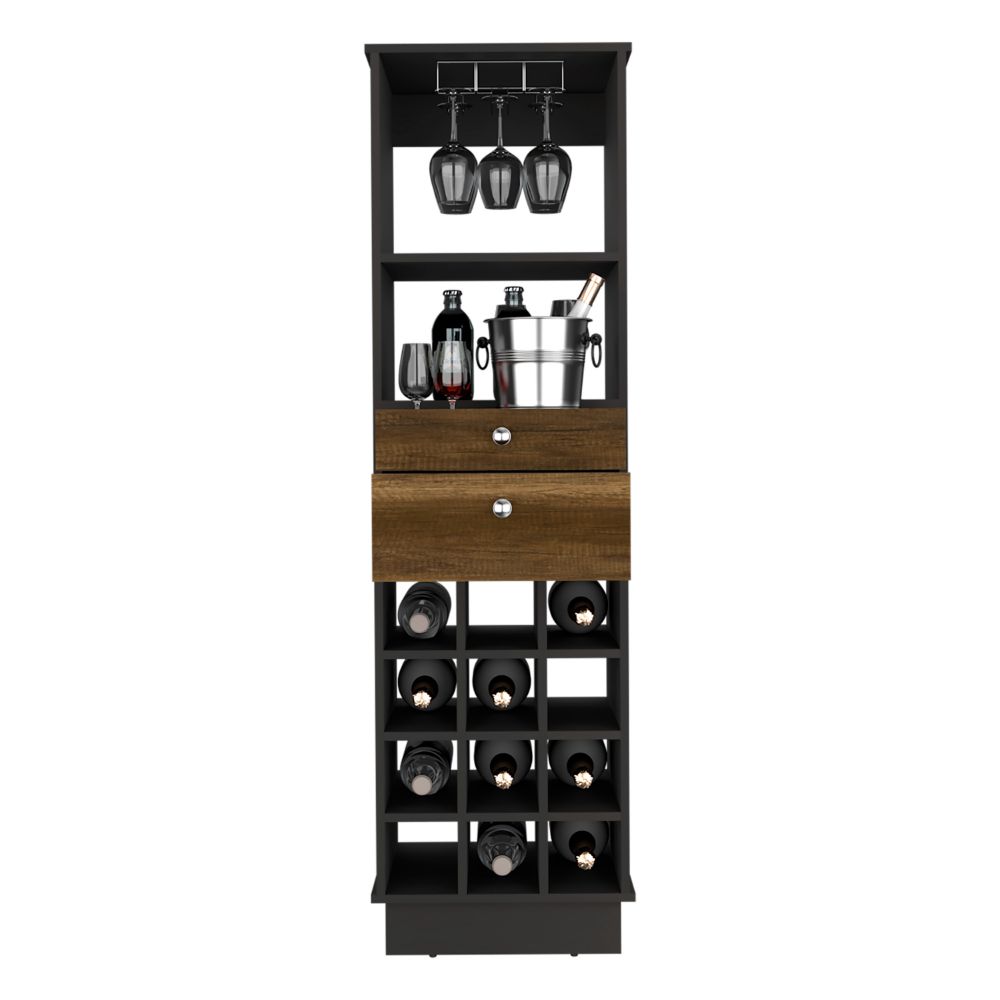 Bar Cabinet Bureck, Two Drawers, Twelve Wine Cubbies, Black Wengue /